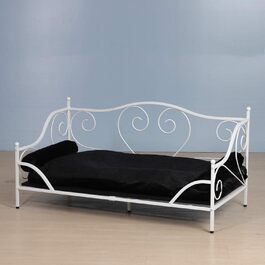 Диван-ліжко для домашніх тварин Yoonnie Room, металевий каркас, біле, з м'якою плюшевою подушкою, знімна, для середніх собак і котів