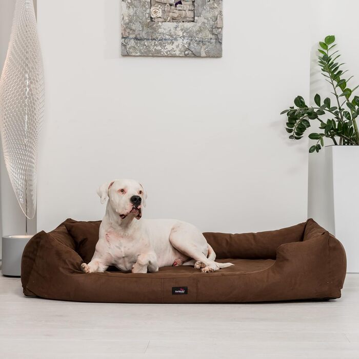 Ортопедичне ліжко для собак Tierlando® Pluto Ortho VISCO з м'якого велюру, Viscoschaum, розмір PLV5 130x100 см, колір 02 Графіт (PL3 | M+ | 90x75 см, 01 Коричневий)