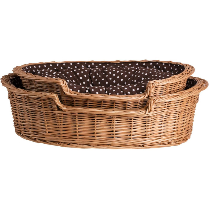 Корзина для тварин з ротангу для собак та котів, лежанка, корзина для кота, лежанка для собаки, плетена корзина, 85 см, з подушкою