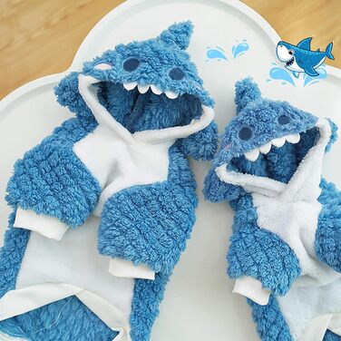 Зимовий теплий костюм-толстовка для собак та котів з кільцем D, Cospay, теплий фліс, розмір Small, Blauer Hai