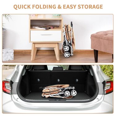 Візок для собак Joyfultails, двомісний візок для домашніх тварин та дітей, складаний візок для 2 собак та котів, двомісний візок-переноска, візок для прогулянок з двома собаками, візок для тварин для подорожей зі зберіганням, бежевий