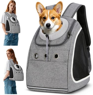 Рюкзак-переноска для тварин ALLSOPETS, дихаючий, для подорожей, для великих котів та малих собак, світло-сірий