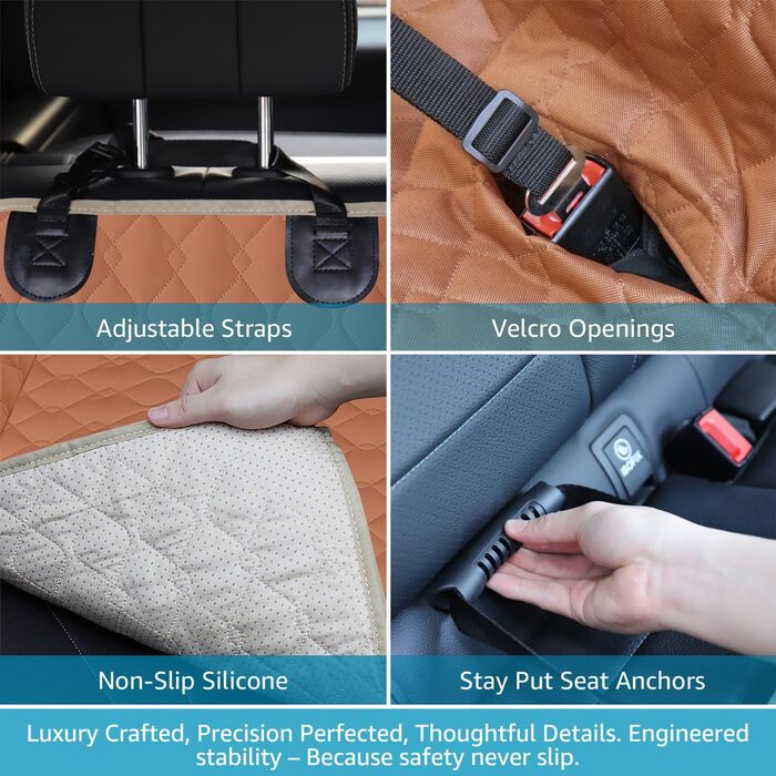 Захисний чохол на заднє сидіння для собак Lassie XL, автомобільна гамак для великих SUV та пікапів, сумісний з F150 F250/Chevrolet Silverado/Ram Pickup/GMC Sierra/Toyota Tundra та Crew Cab, коричневий