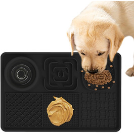 Килимок для собак і котів з силікону з присосками, антипригарний, для ласощів та ігор (Чорний)