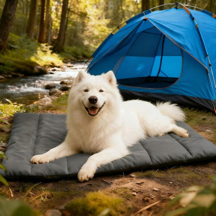 Водонепроникний килимок для собак на виїзд, миється, зручний, м'який, для подорожей, кемпінгу, відпочинку на природі (сірий)