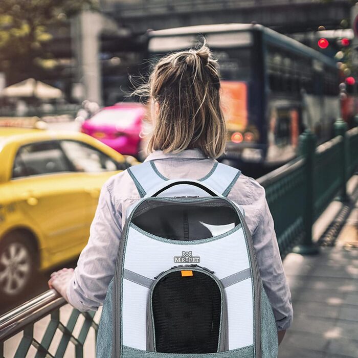 Рюкзак для собак та котів PETCUTE - дихаючий, з безпековою лінійкою та знімною підстилкою (до 8 кг, блакитний)
