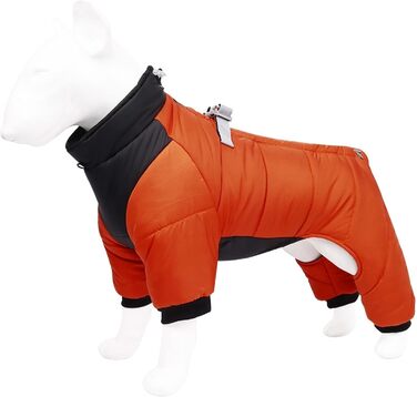 Теплий флісовий зимовий одяг для собак з отвором для шлейки, водонепроникна куртка для маленьких, середніх та великих собак (M, X-Large, Orange)