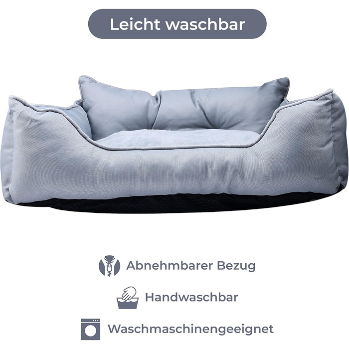 Крісло-ліжко для собак середніх порід Benetton, сіре, розмір M, 65x50x20 см, поліестер, можна прати в пральній машині