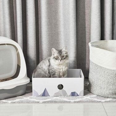 5-Piece Conlun Cat Scratch Box Set with Scratching Pad - Large, White