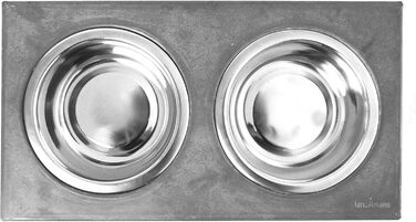 FEEDO - годівниця для собак з бетону, подвійний миска, аксесуари для собак (M, темно-сірий)