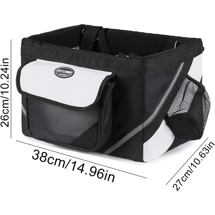 Кошик для собак на велосипед, переднє сидіння, для перевезення тварин (котів, кроликів), чорний, водонепроникний