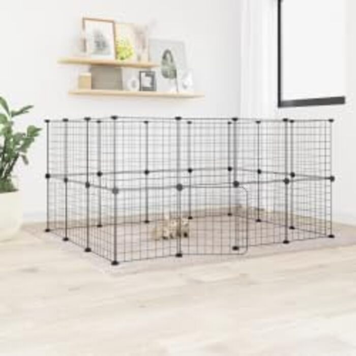 Клітка для тварин vidaXL, 28 секцій, з дверима, чорна, 35x35 см, сталева, для кроликів і цуценят