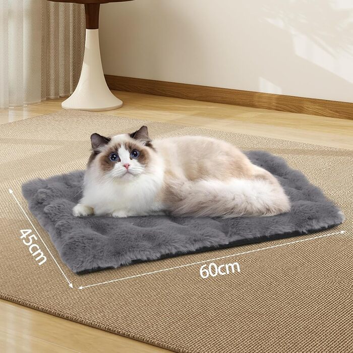 Самогріюча деки для домашніх тварин Wdmiya 60x45 см, для котів та собак, фланелева, без живлення, для автомобіля, білий (сірий, L 60 x B 45 x H 4 см)