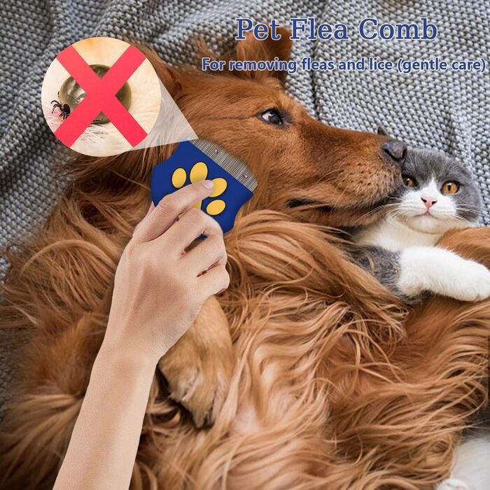 Гребінець для собак та котів, щітка для догляду за шерстю, самоочищувана висмикувальна щітка, заокруглені щітки для короткошерстих котів, ефективно видаляє підшерсток, інструмент для догляду за тваринами, блакитний