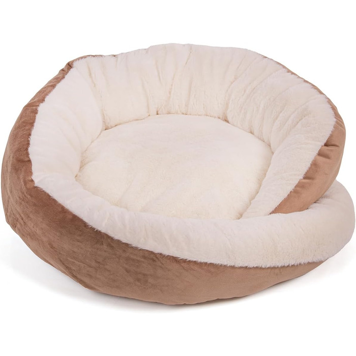 Кругле ліжко для собак Wallace & Jones Grace - зручний лежак для собак середніх порід | М'яке ліжко з бортиками, неслизьке | Колір коричнево-бежевий | Розмір M | 60 x 60 x 18 см
