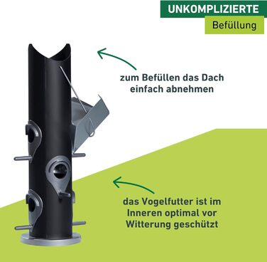 Годівниця для птахів Windhager Saatmischung з насіннєвою сумішшю, з металу, 13,5 x 13,5 x 35 см, 06969, Антрацит
