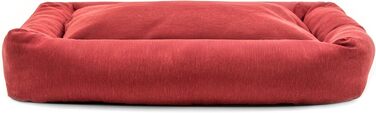 Кругле собаче ліжко Batuffolo для собак та котів. Неслизьке, водонепроникне з піднятими бортиками | 76 x 76 x 13 см (Червоний, S)