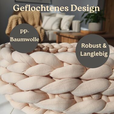 Котяче ліжко Ø40 см, 14 см висота | Плетене котяче гніздо з бавовни | М'яке, зручне котяче ліжечко для маленьких та середніх котів, миється (Крем-Абрикос)