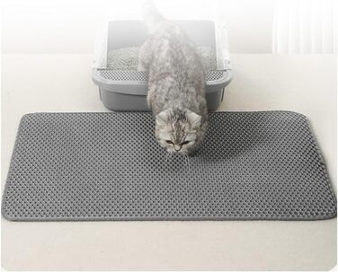 Килимок для котячого туалету, 60x90 см/116x66 см, двошаровий, водонепроникний, легке очищення, сірий