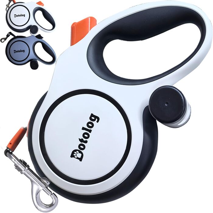 Еластична повідка для собак Dotolog, висувна, до 8 м, для собак середніх та великих порід (до 50 кг), чорна