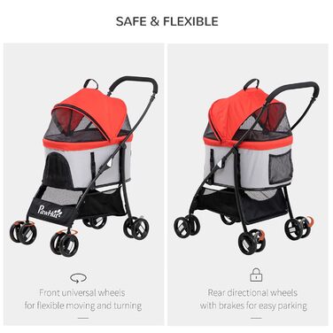 Візок для собак PawHut 3-в-1, червоний, 82x49.5x98 см