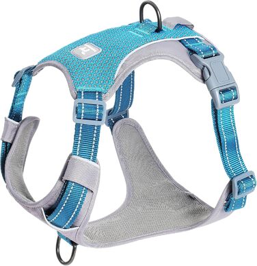 Шлейка для собак Huntboo Anti-Zug, для малих, середніх та великих собак, не тягне, світловідбиваюча, з 2 карабінами, регульована, для тренувань та бігу (M, синій)