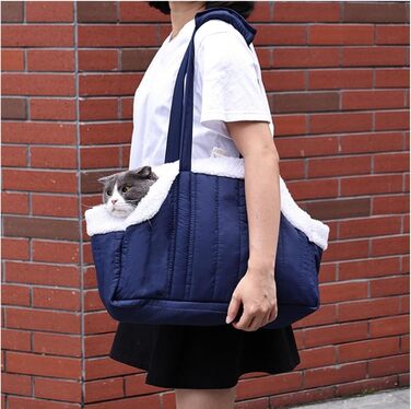 Транспортна сумка для собак та котів, для цуценят, миється, складається, з безпечним шнуром, з ручками, широке дно, темно-синій