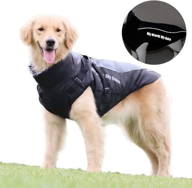 Водонепроникний зимовий одяг для собак, тепла куртка-жилет для собак, захист живота, одяг для домашніх тварин з блискавкою, відображаючий та вітронепроникний, для середніх та великих собак, розмір 2XL-6XL (6XL)