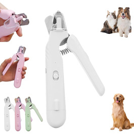 Набір для стрижки кігтів домашніх тварин з LED-підсвічуванням 2 в 1: стрижка та шліфування для собак та котів (рожевий+білий)