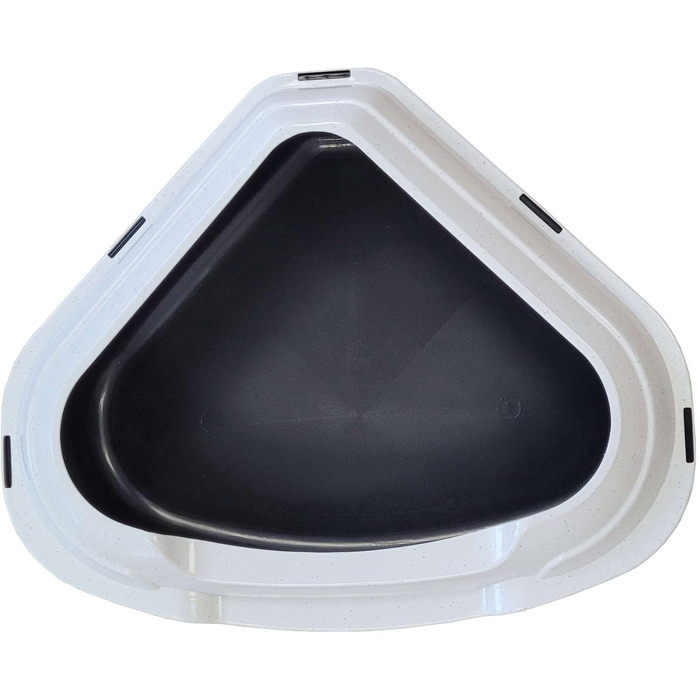 Торгівля котячий туалет кутовий XXL, модель Memphis, чорно-білий з бортиком