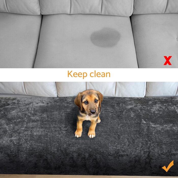 Водонепроникний килимок для собак 100x120 см (40x47 дюймів) - м'який, пухнастий, машинного прання, для собак середніх порід до 16 кг, чорно-білий, для дому та вулиці