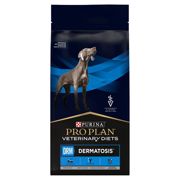 Ветеринарний сухий корм для собак Purina Pro Plan DRM (для догляду за шкірою), 12 кг