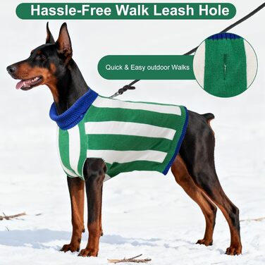 Пуловер для собак, теплий халат для великих порід, пуловер з коміром-стійкою для осені та зими, в'язаний для Golden Retriever, Labrador, Dobermann, розмір Medium (обхват грудей 27'-28') (зелений)