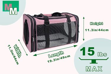 Транспортна переноска для котів та собак середніх розмірів, складна, M, Magenta