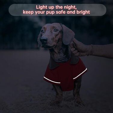 Зимовий теплий куртка для собак - для такс, водонепроникний, з захистом живота та отвором для повідка - червоний