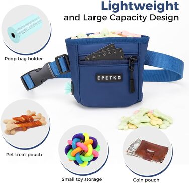 Сумка для ласощів для собак з міцним магнітним закриттям, для тренувань, з дозатором кульок, глибокий синій колір
