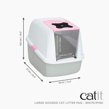 Туалет для котів Catit 50700 з кришкою, 43x57x50 см, білий/сірий/рожевий