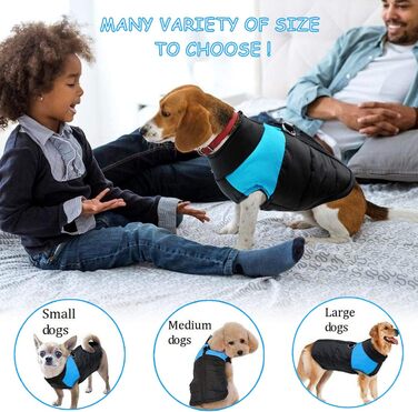 WELLXUNK Теплий водонепроникний дощовик для собак, куртка для маленьких та великих собак (блакитний, 83 см, L)