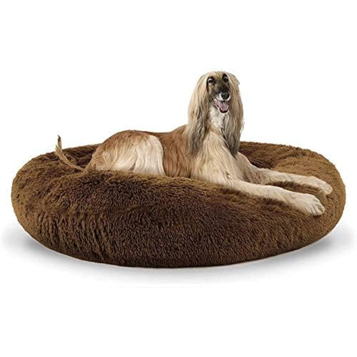 Ортопедичне ліжко для собак великих та екстра-великих порід, м'яке, з плюшу, легко миється, 40 см, кавовий колір