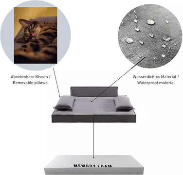 Ортопедичне ліжко для собак HomeConic середнього розміру - м'яке диван-ліжко з Memory Foam, зручне місце для сну, ліжко для собак та котів, сірого кольору