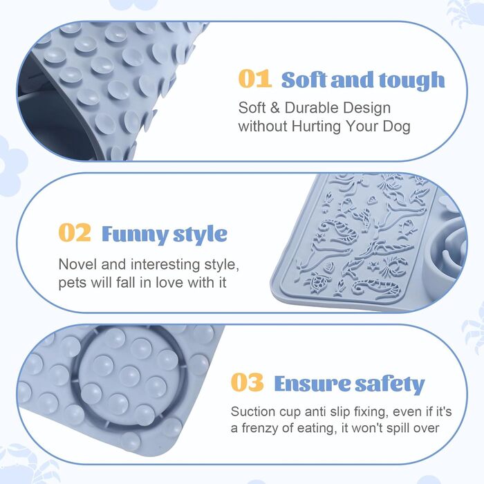 Силіконовий килимок для годування собак та котів - Slow Feeder, антиковзкий, інтерактивний, пазл-годувальник, для швидких їдців (Блакитний)