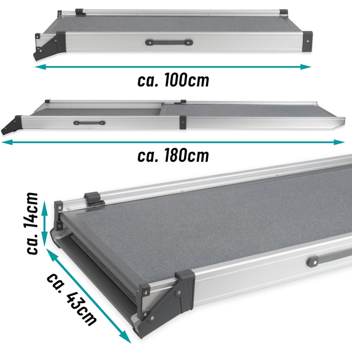Рампа для собак VOSS.PET, висувна, алюмінієва, 100-180 см, до 120 кг