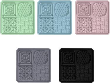 Лежанка-смакота для собак Bibykivn Schleckmatte: антистрес, купання, догляд, дресирування. З присоском. Рожевий+Сірий, квадратна