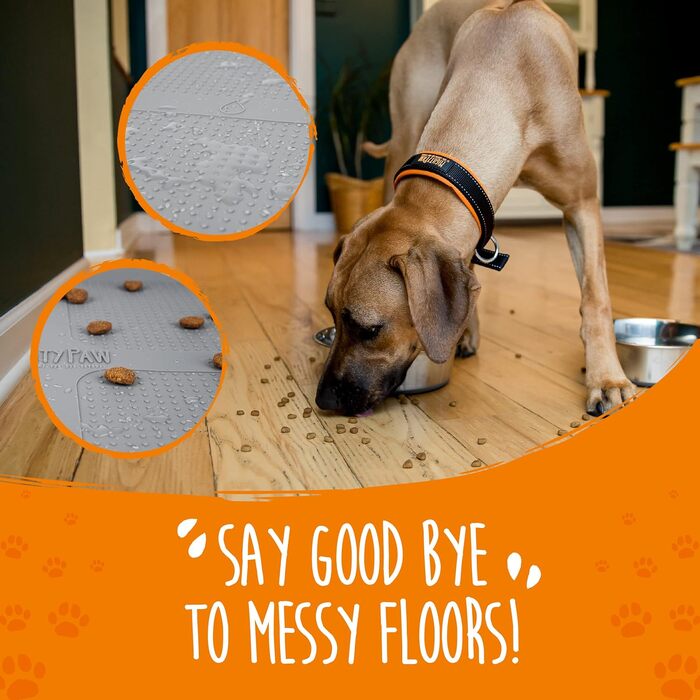 Підкладка під миску для собак та котів Mighty Paw Napfunterlage (M/L) 19x12 - Нековзна, придатна для миття в посудомийній машині, для легкого прибирання