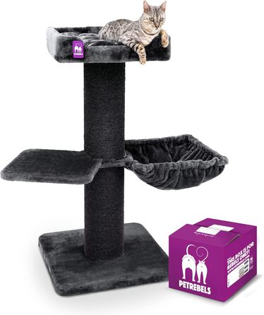Когтеточка для великих котів Petrebels Maine Coon, 117 см, преміум-якість, стовпи Ø20 см, чорна
