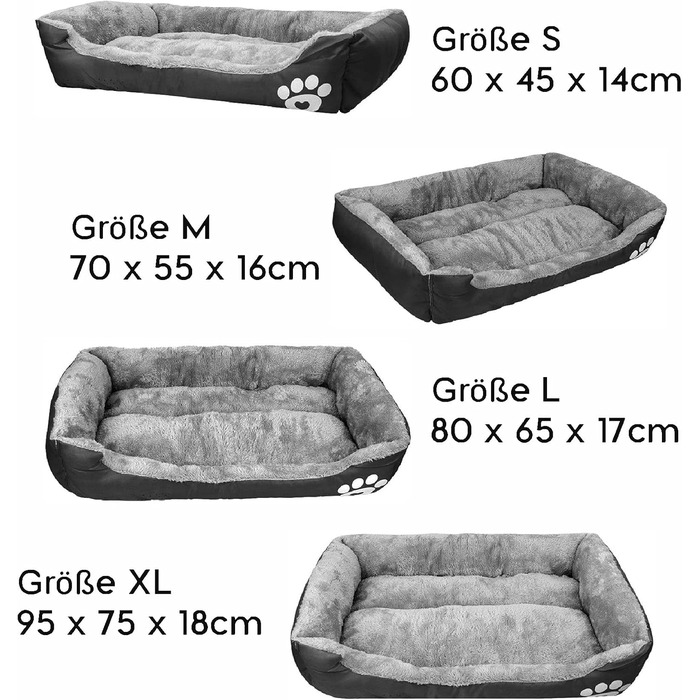 Ліжко для собак Lucky 70см, чорне: м'яке, затишне, для середніх собак, підходить для прання