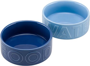 Набір мисок для собак Navaris 2 шт. з кераміки - підходять для мікрохвильовки та мийки посуду - миски для води та корму для собак чорного та білого кольорів - великий об'єм 700 мл Чорний Білий (блакитний)