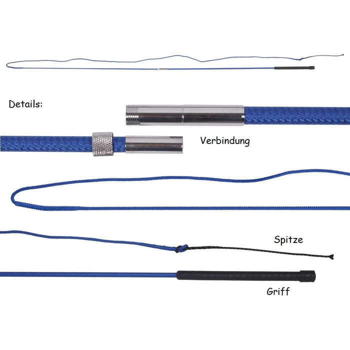 NETPROSHOP Лонже для коней з фібрагласу, роздільна, довжина 180/200 см, з гумовим руків'ям, колір: кобальтово-синій