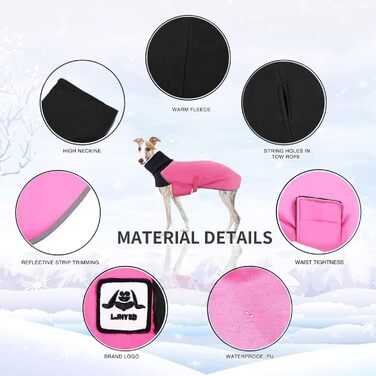 Водонепроникний зимовий одяг для Whippet (Saukis) – рожевий, XS