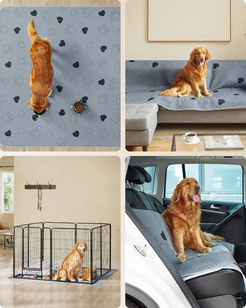 Підстилка для собак Feandrea, 2 шт. в наборі, XXXL (183x183 см), водонепроникна, неслизька, супер вбираюча, сіра